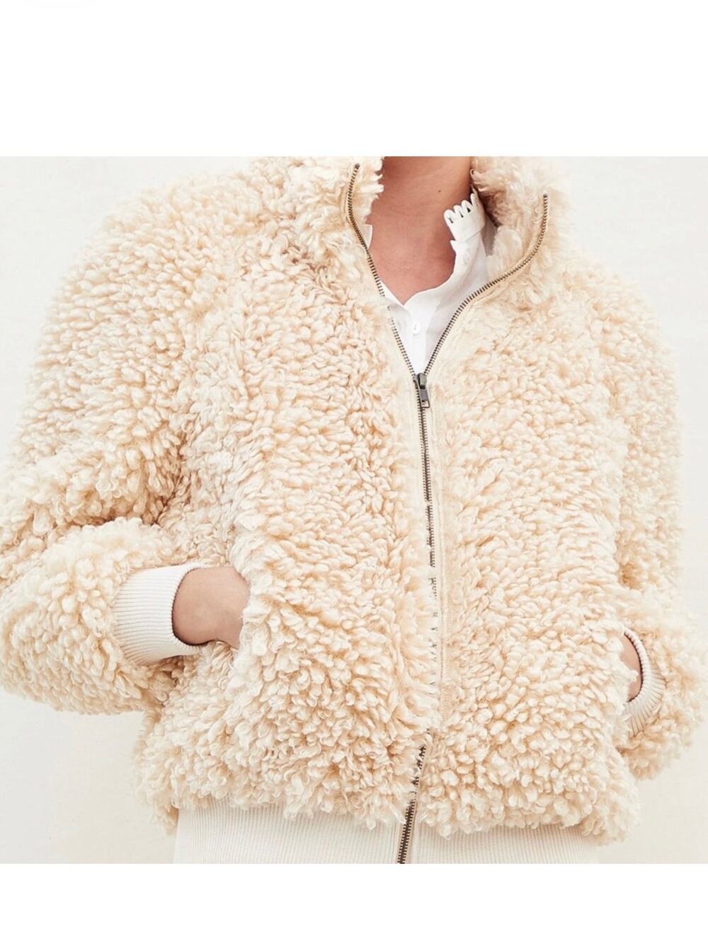 Apiece Apart Sienta Cream Sherpa zip up bomber